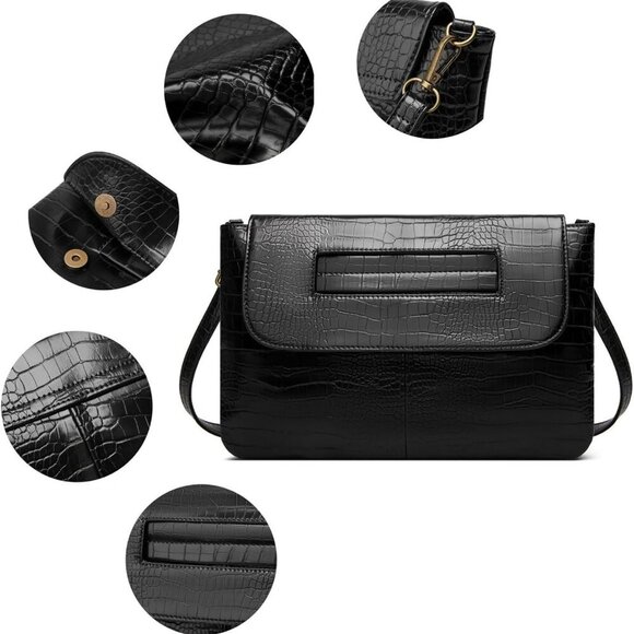 Women Classic Crocodile Pattern Faux Leather Clutch Purse Oversized Female Shoul - Picture 6 of 9